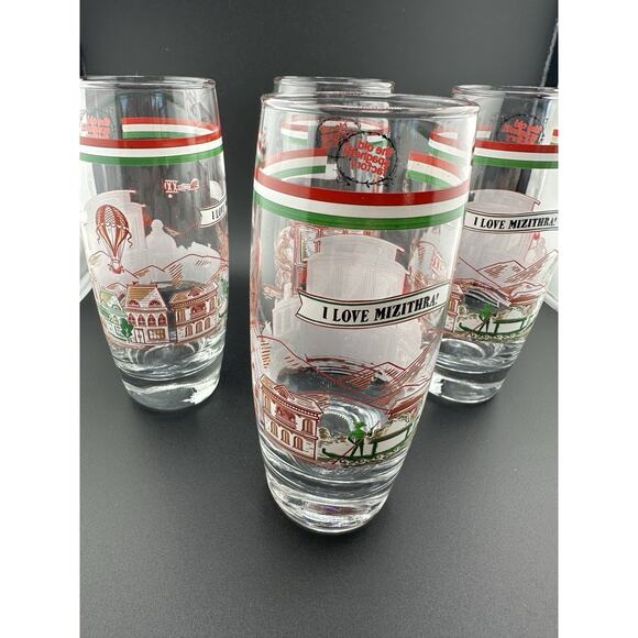 Vintage Old Spagetti Factory 10 oz Drinking Glasses "I love Mizitha" Set of 4 - Picture 5 of 8
